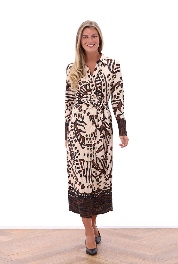 K-design - K-design - Maxi dress met print, knopen en vast striklint - WhatEls! - What Els! K-design - K-design - Maxi dress met print, knopen en vast striklint - WhatEls! - What Els!