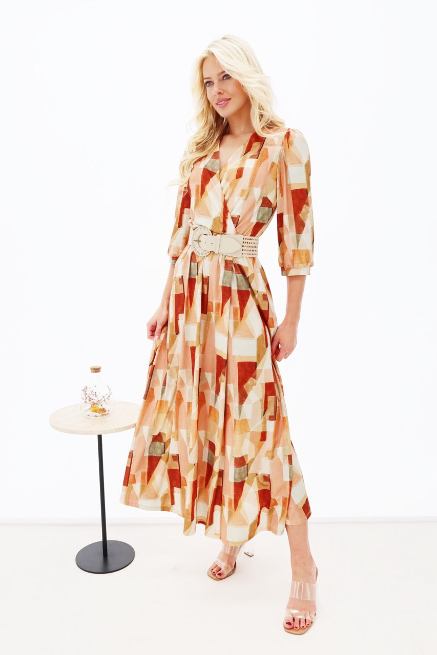 K Design Buttoned Maxi Dress Multicolour