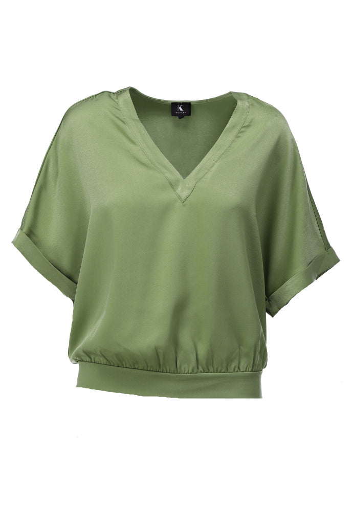 K-design - Top met V-hals (A672Green eyes) - What Els!