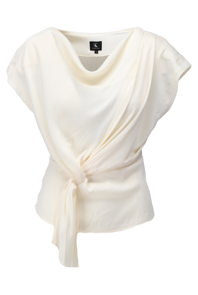 K-design - Top met speciale knoop (A691Ecru) - What Els!