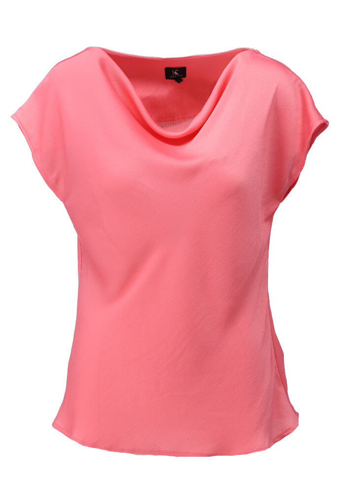 K-design - Top met watervalhals (A692Strawberry pink) - What Els!
