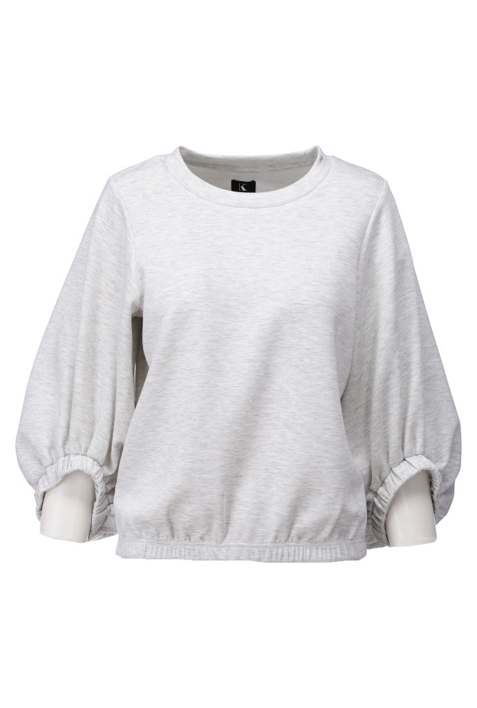 K-design - Top met ronde hals en speciale mouwen (A712Light grey mélange) - What Els!