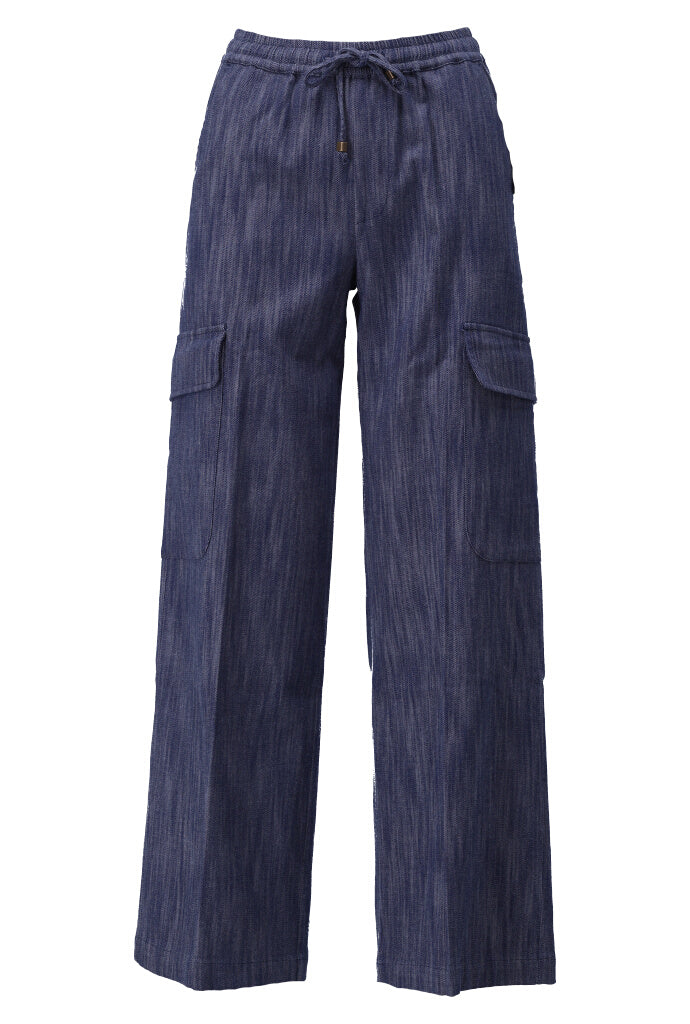 K-design - Cargo broek met plooi in jeans look (A732Dark blue jeans) - What Els!