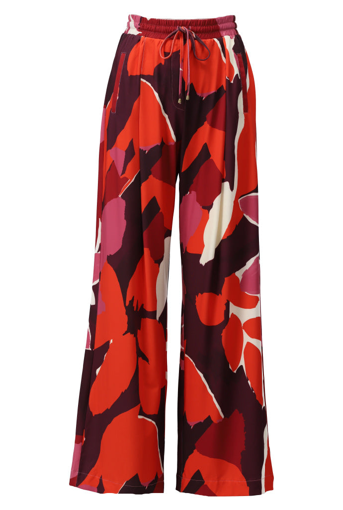 K-Design Wijde broek met design - B101 - Rood
