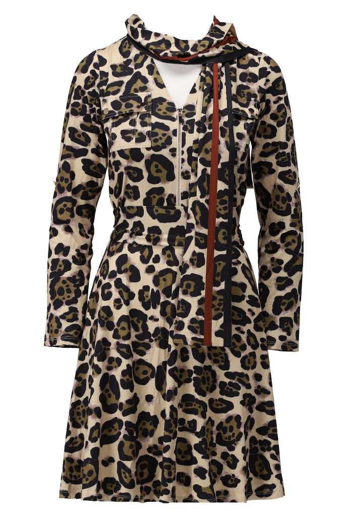 K-Design Jurk met luipaard print - B111 - Beige