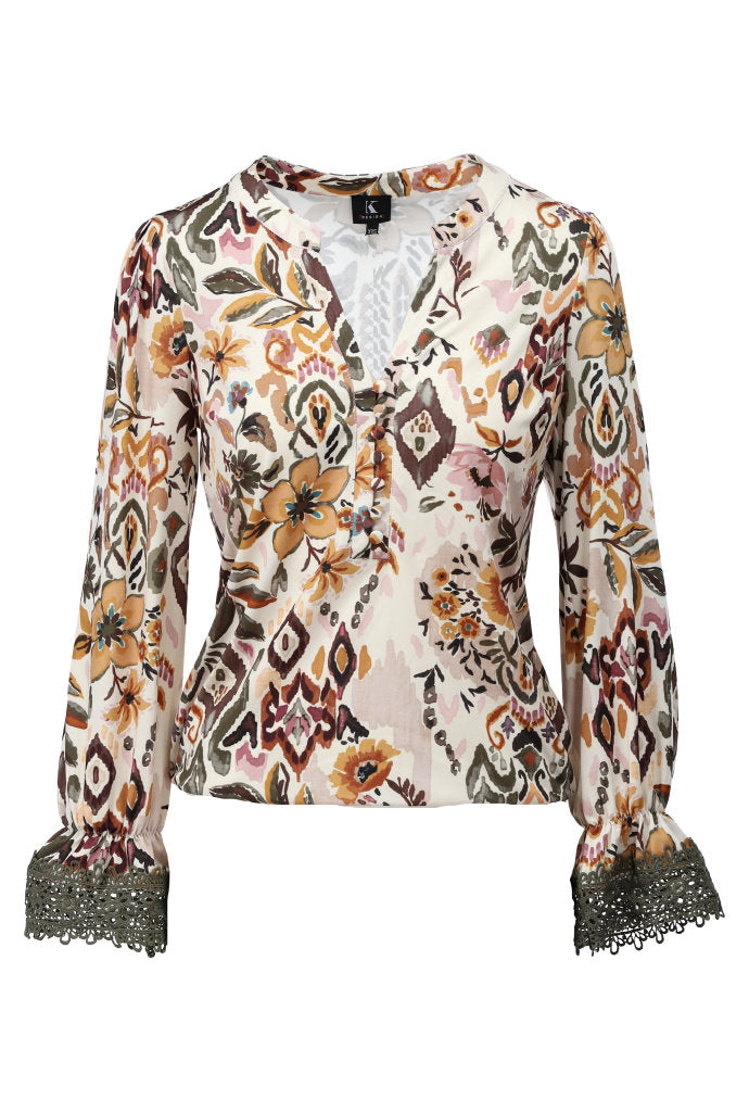 K-Design Top met design - B115 - Beige