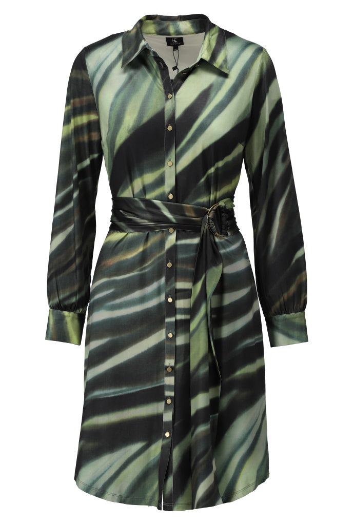 K-Design Polo jurk met design - B131 - Groen