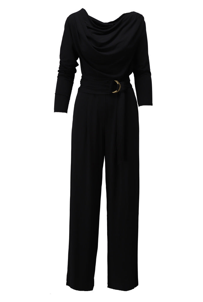 K-Design - Off shoulder jumpsuit met stoffen riem (B191)