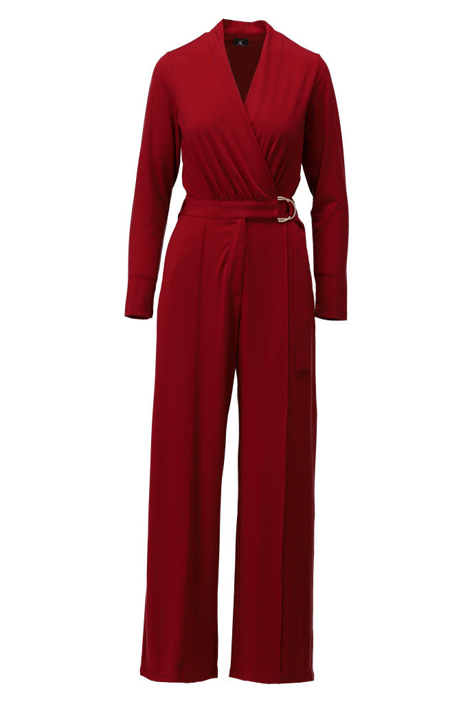 K-Design - Crossover jumpsuit met stoffen riem (B192)