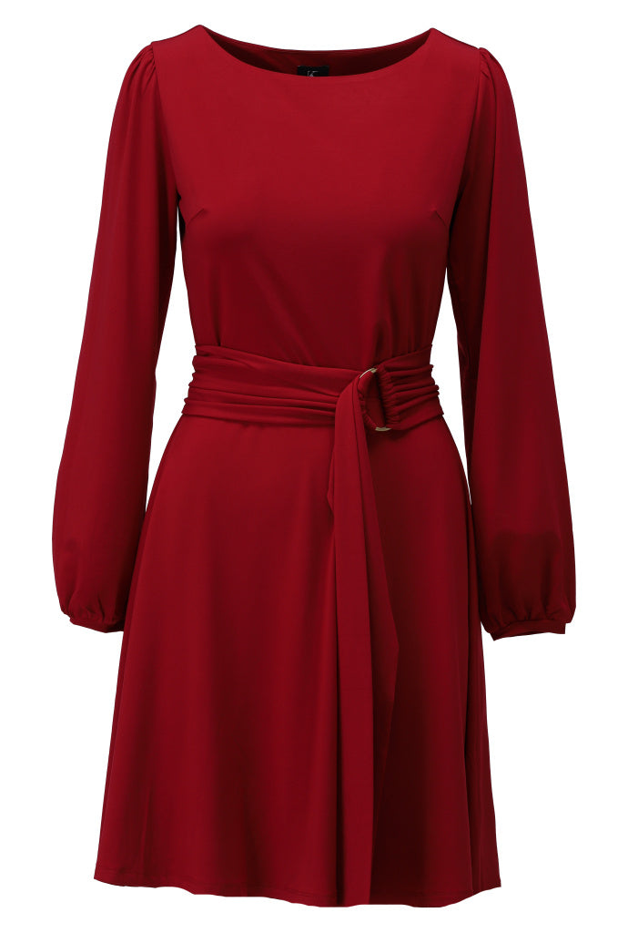 K-Design Jurk met taille knoop - B193 - Rood