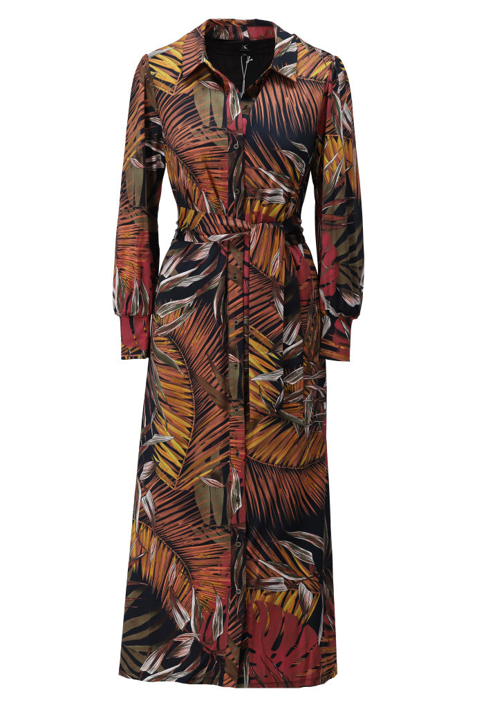 K-Design Maxi polo jurk met design - B212 - Multicolor