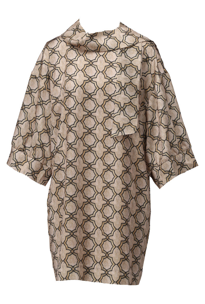 K-Design Jurk ronde hals met design - B250 - Beige