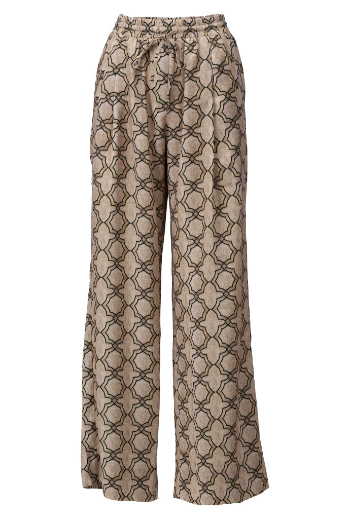 K-Design Wijde broek met design - B251 - Beige