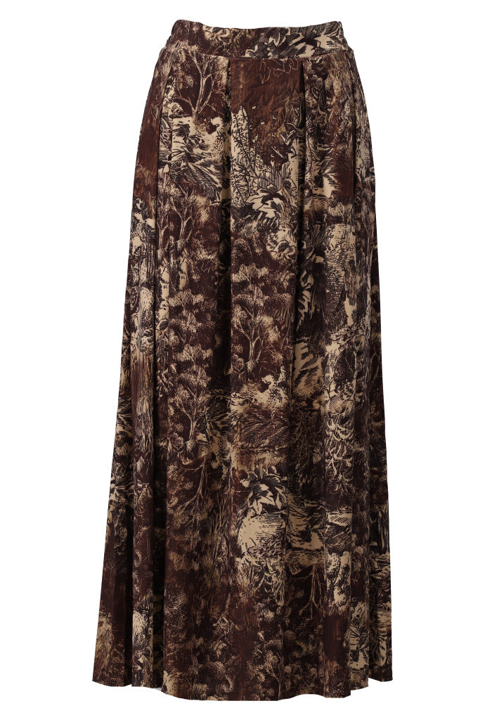 K-Design Rok met plooien & design - B258 - Bruin