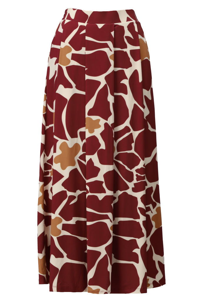 K-Design Rok met plooien & design - B301 - Bordeaux