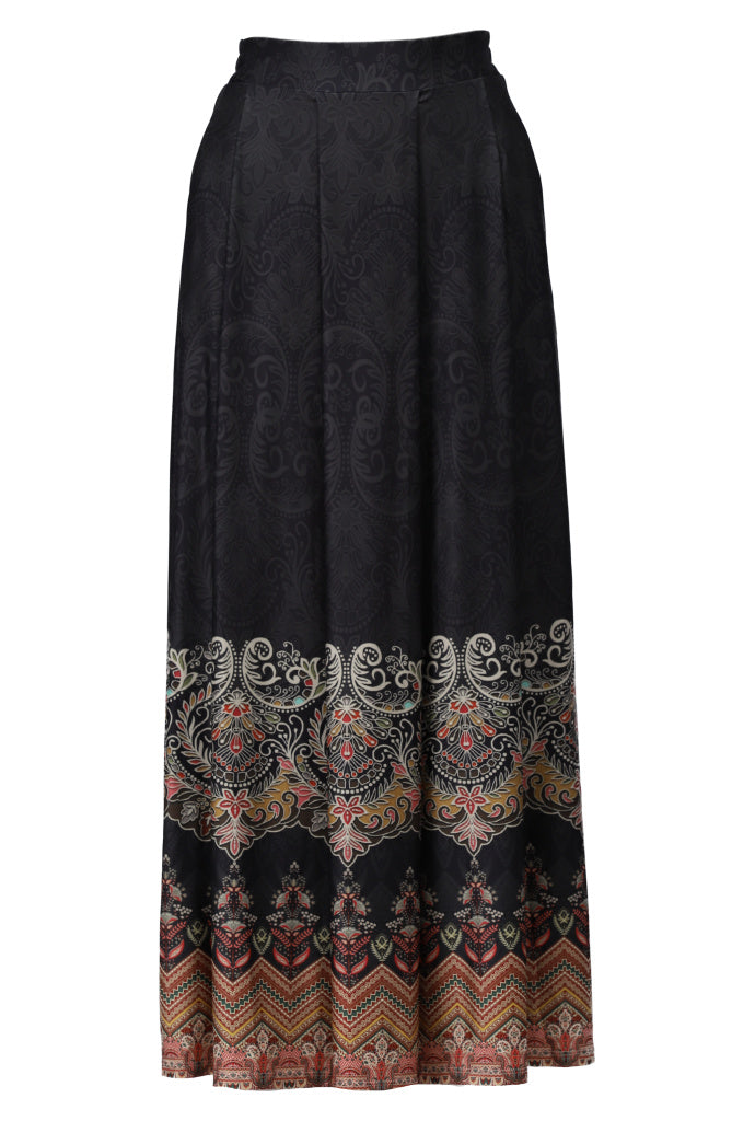 K-Design Rok met plooien & design - B303 - Zwart