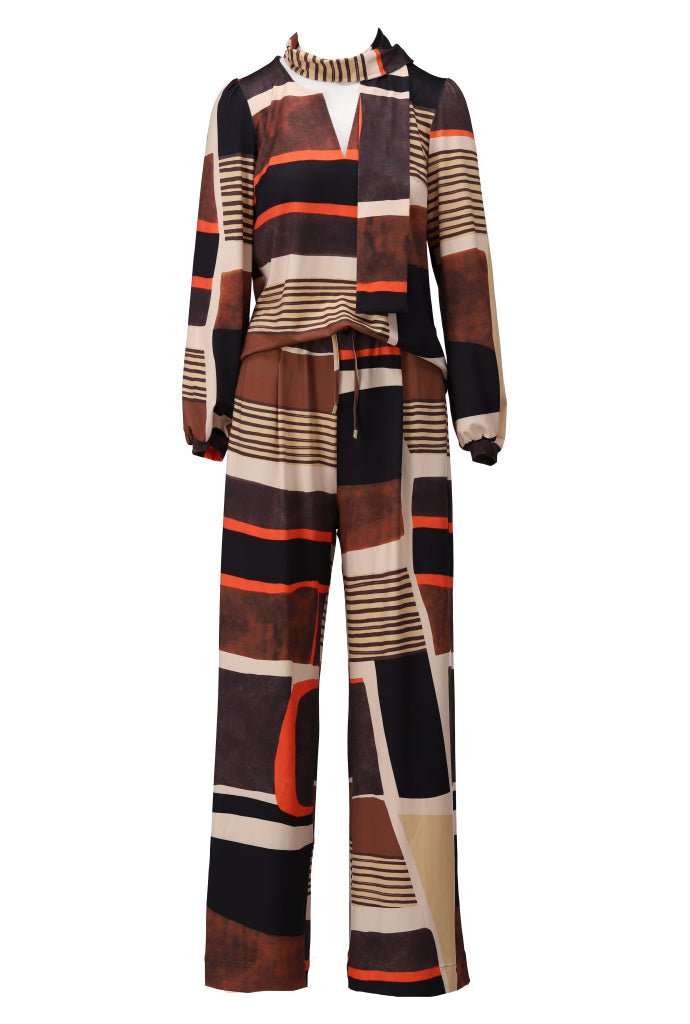 K-Design Jumpsuit met design - B309 - Bruin