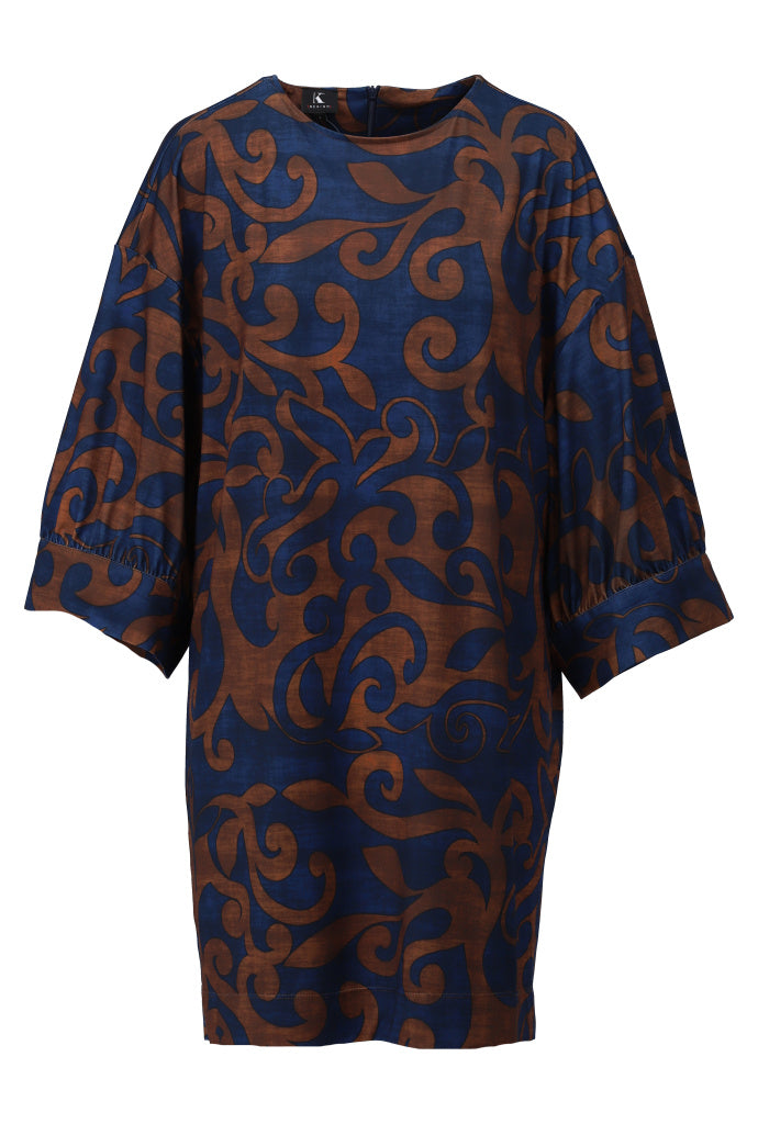 K-Design Jurk met ronde hals & design - B311 - Blauw