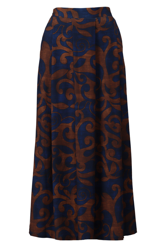 K-Design Rok met plooien & design - B312 - Blauw