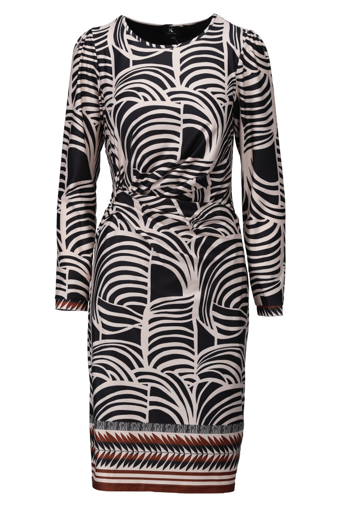 K-Design Jurk met ronde hals & design - B320 - Beige