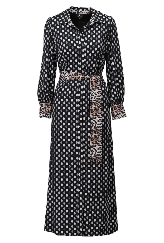 K-Design Maxi jurk met design - B324 - Zwart