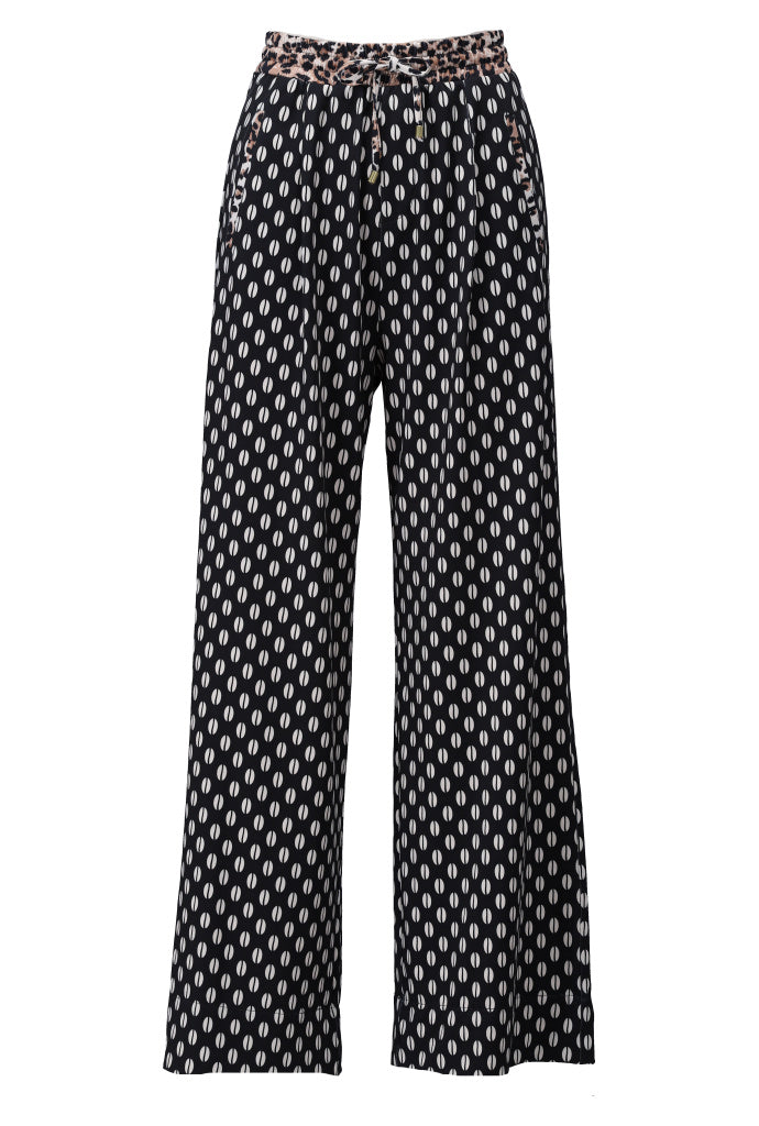 K-Design Wijde broek met design - B325 - Zwart