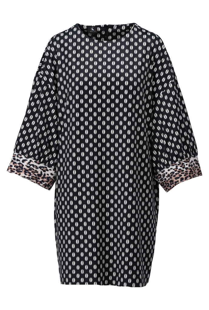 K-Design Jurk met ronde hals & design - B327 - Zwart