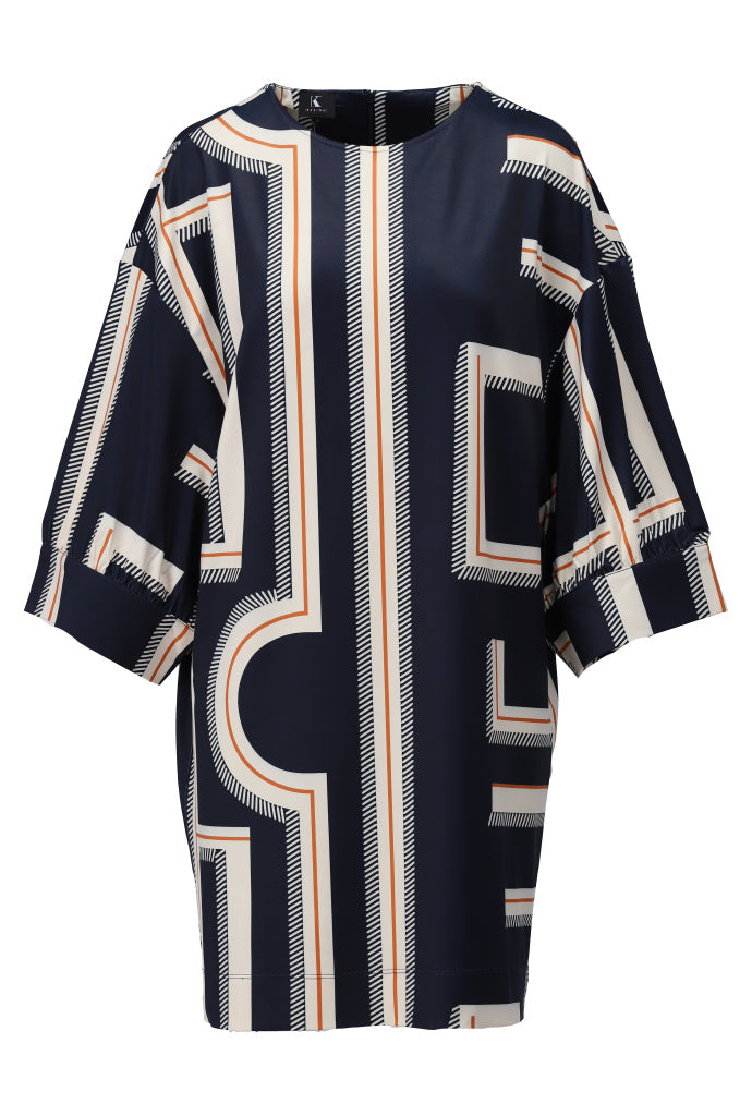 K-Design Jurk met ronde hals & design - B330 - Blauw