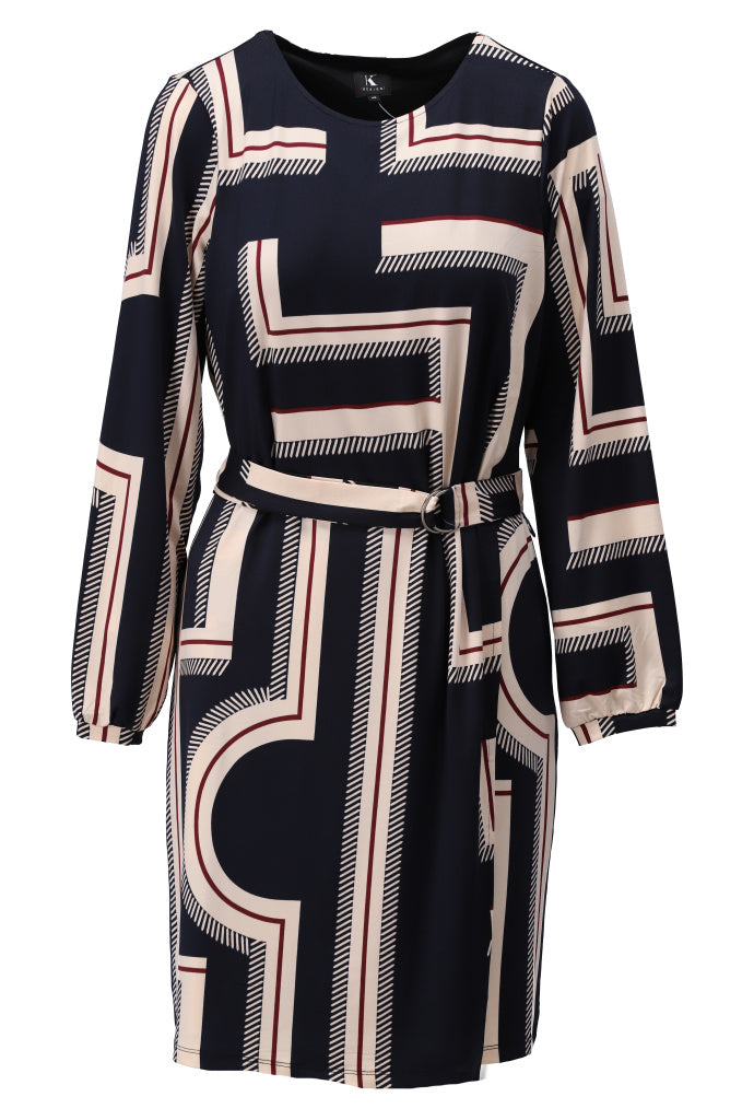 K-Design Jurk ronde hals met design - B334 - Navy