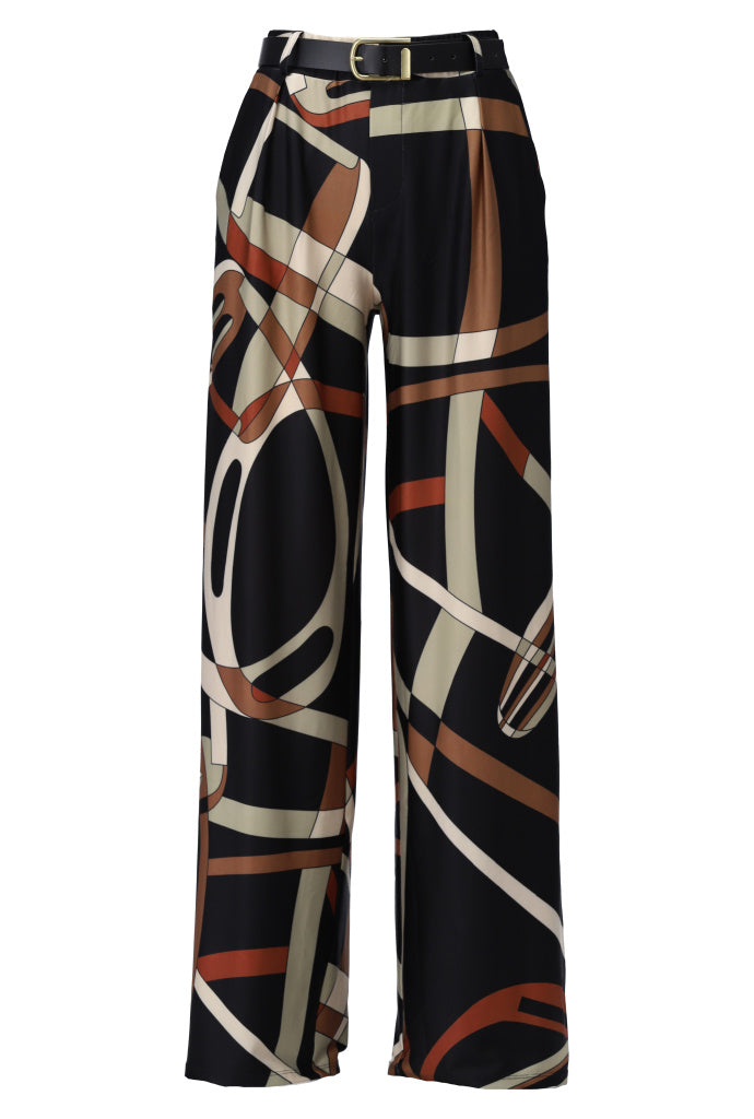 K-Design Broek met design & RIEM - B337 - Zwart