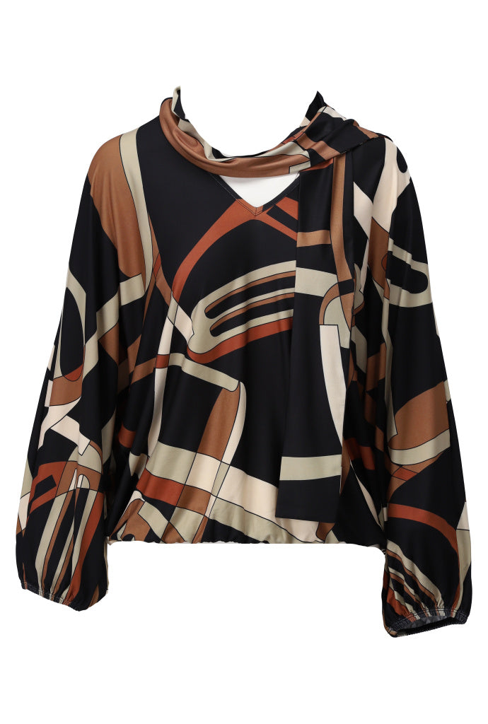 K-Design V hals top met design - B338 - Multicolor