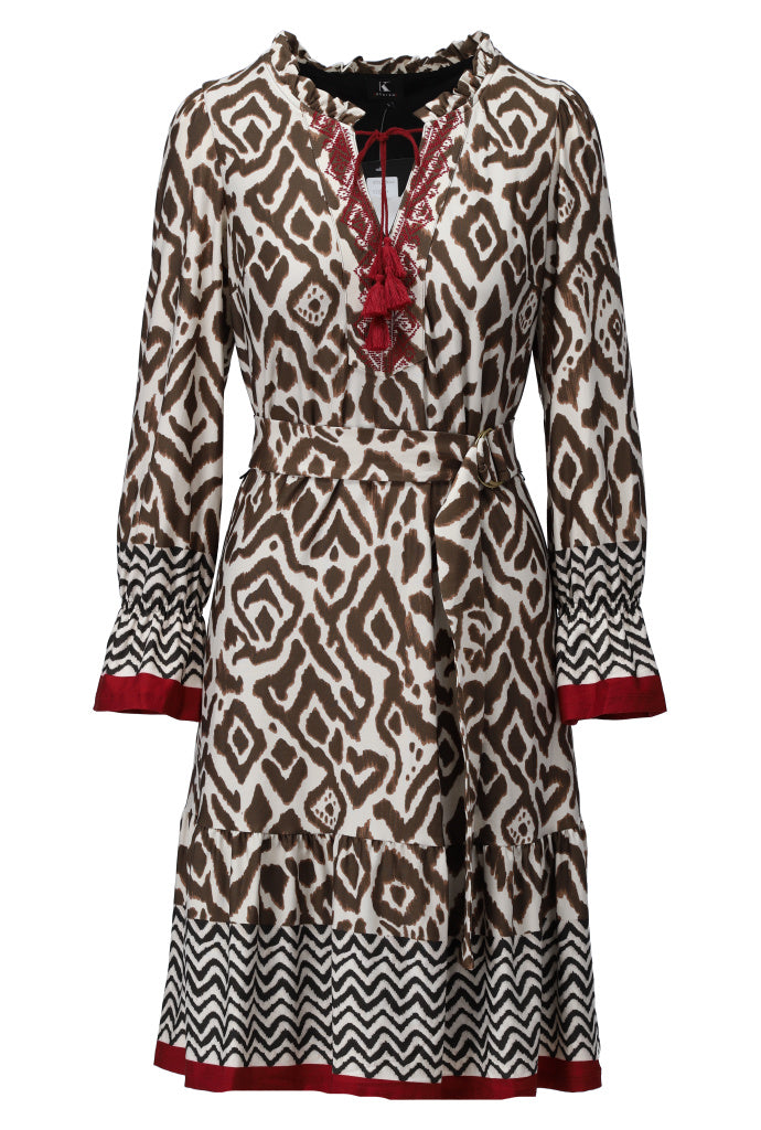 K-Design Jurk met design - B344 - Beige