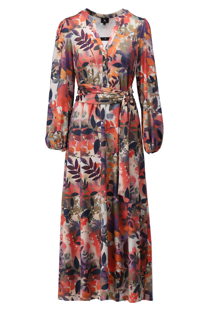 K-Design Maxi jurk met design - B346 - Multicolor