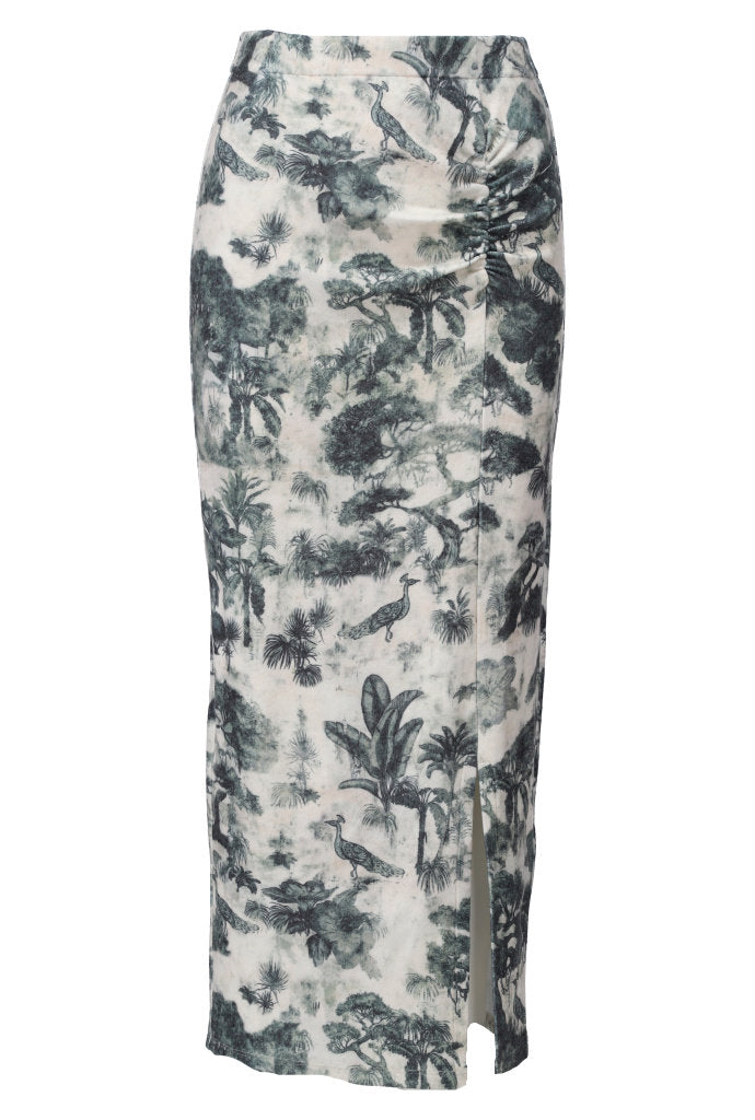 K-Design Bodycon rok met split & design - B406 - Groen