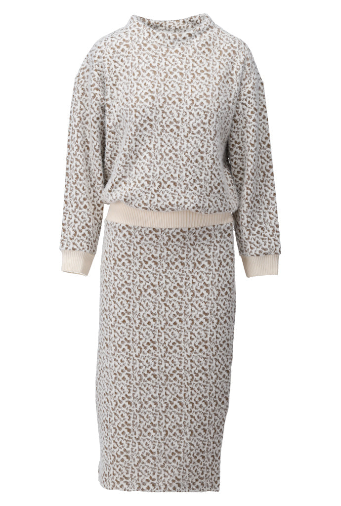 K-Design Midi jurk met patroon - B490 - Beige