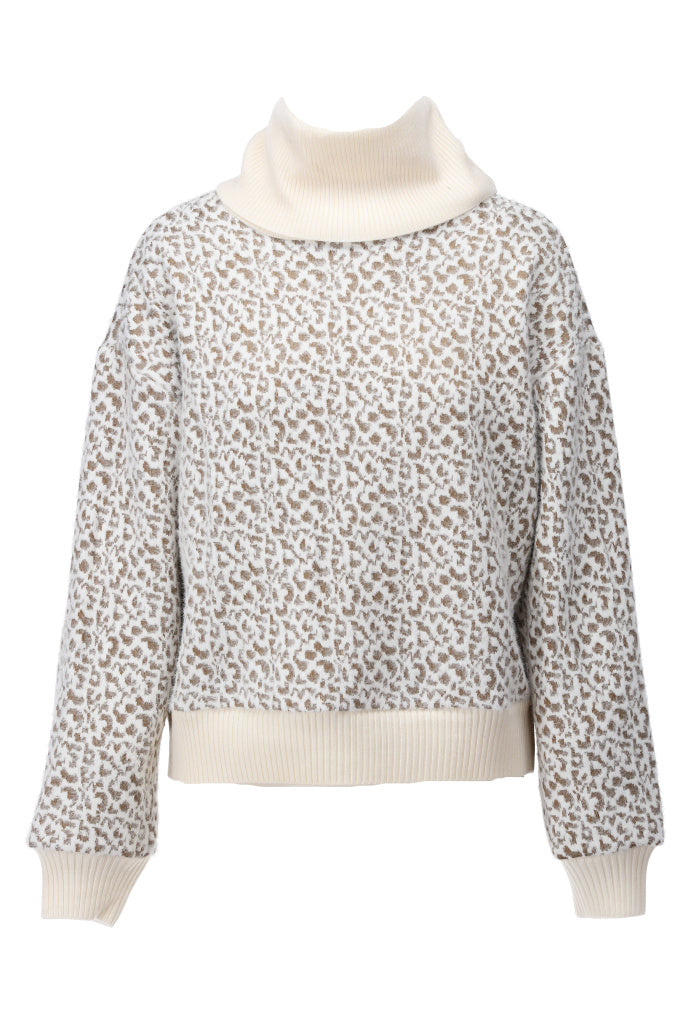 K-Design Trui met rolkraag & patroon - B491 - Beige