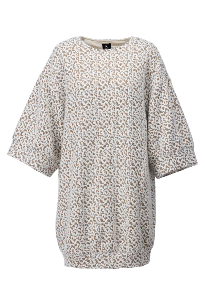 K-Design Jurk ronde hals met patroon - B493 - Beige