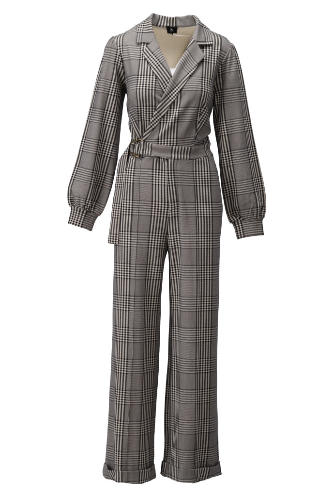 K-Design Tartan jumpsuit - B624 - Grijs