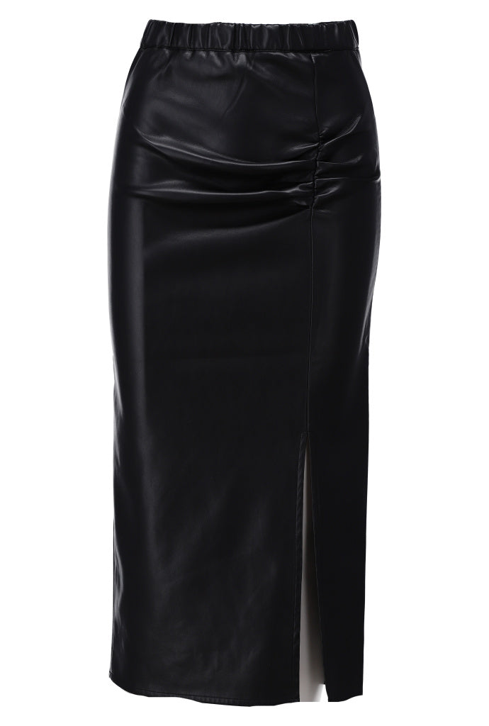K-Design - Vegan lederen rok met split (B753)