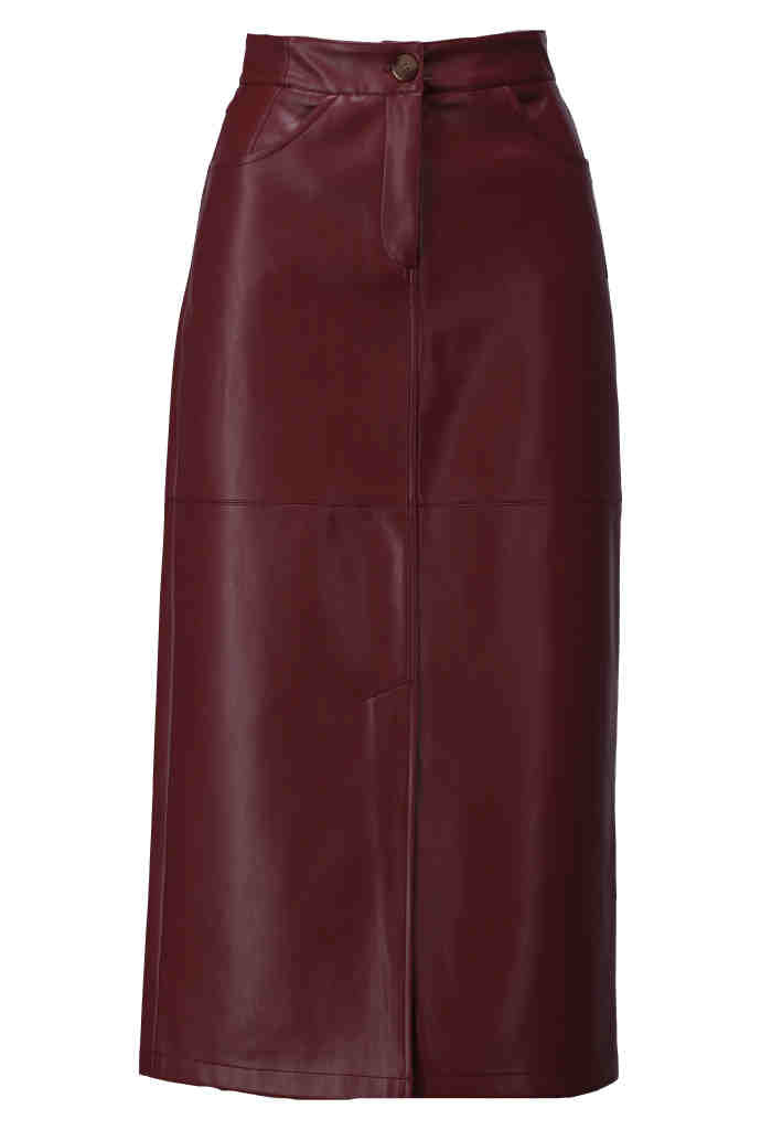 K-Design - Vegan lederen rok met split (B754)