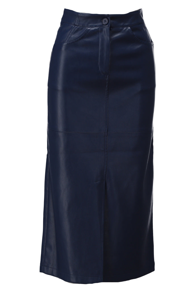 K-Design - Vegan lederen rok met split (B754)