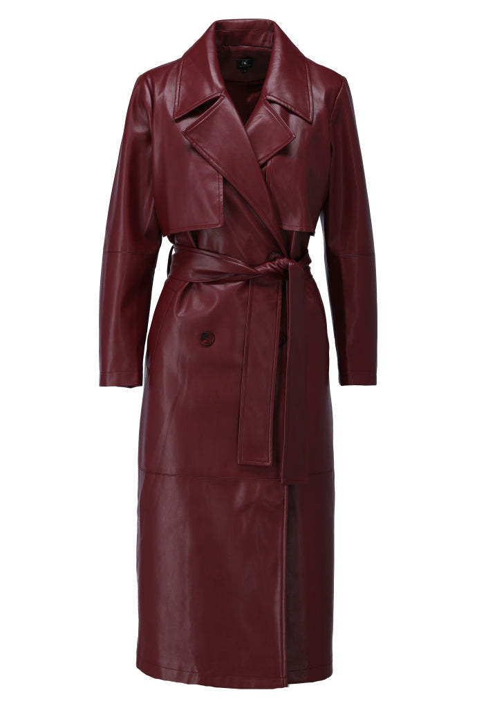 K-Design Vegan lederen mantel - B755 - Bordeaux