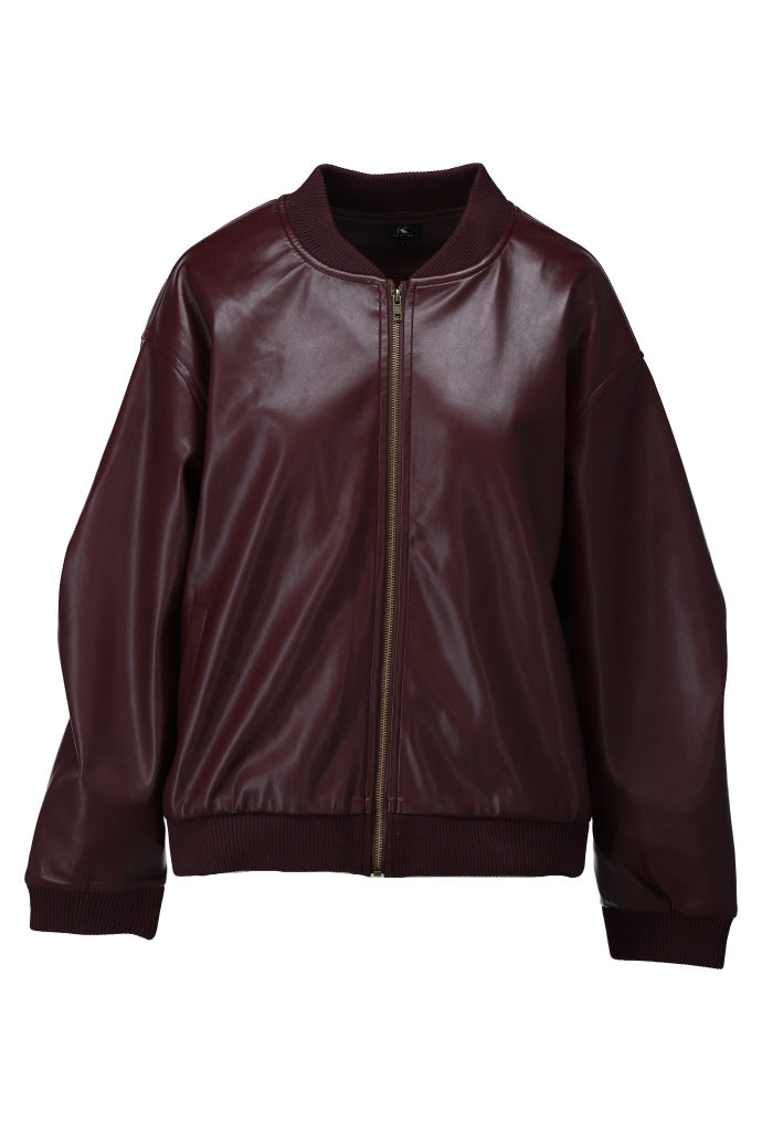K-Design Vegan lederen bomber jas - B756 - Bordeaux