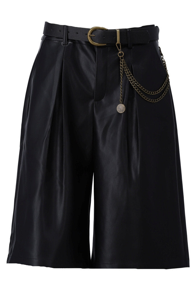 K-Design Vegan lederen bermuda - B757 - Zwart