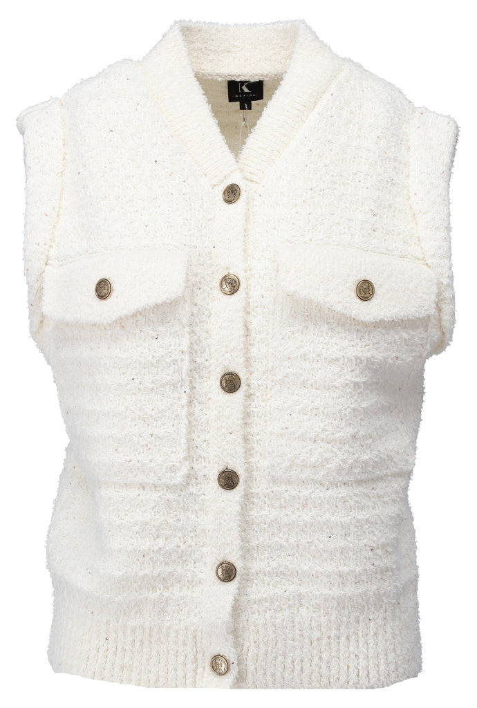 K-Design Gilet met knopen & zakjes - B803 - Wit