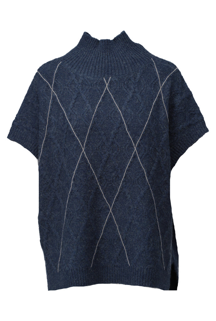 K-Design Spencer met argyle patroon - B811 - Blauw