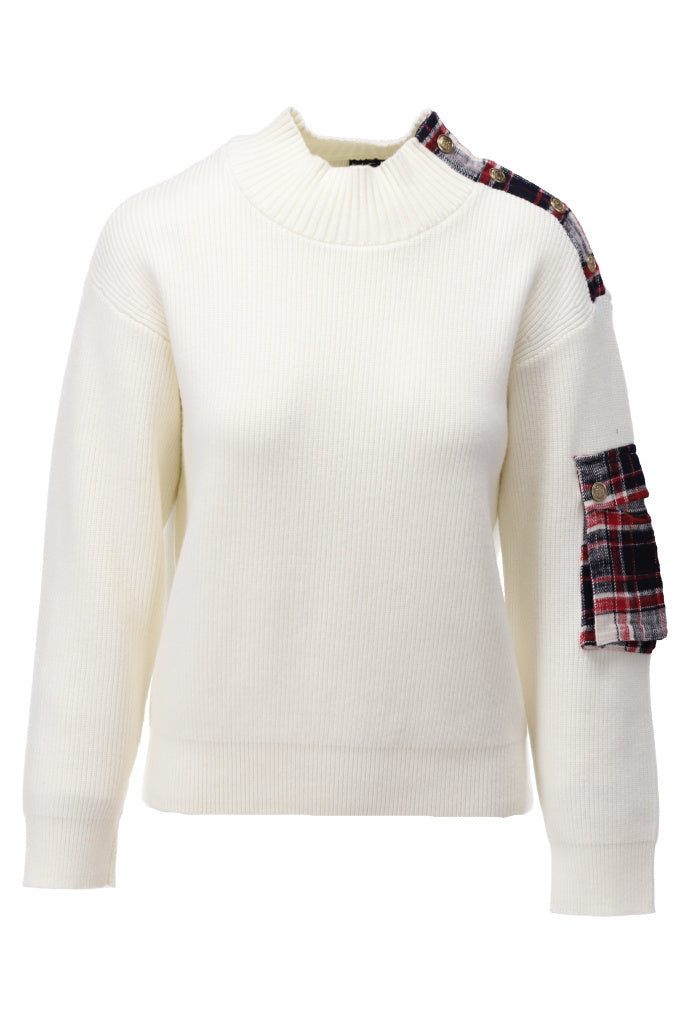 K-Design - Pull met kraag, knopen en zakje (B827)