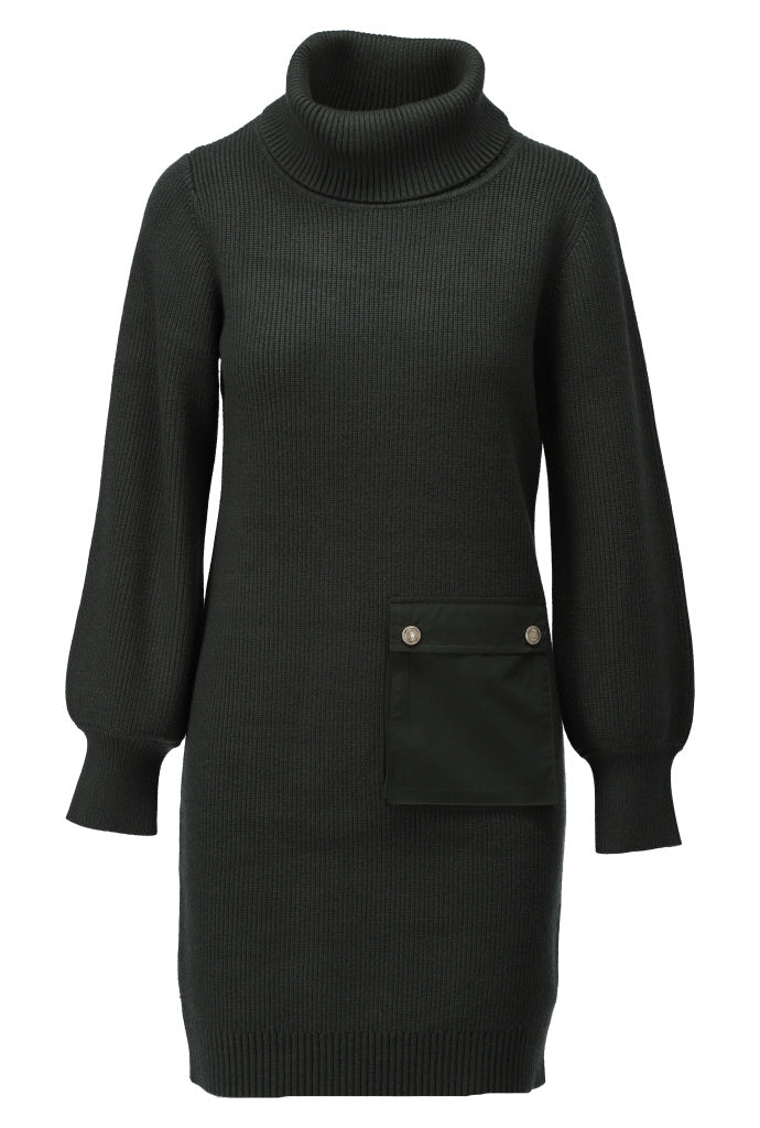 K-Design Jurk met rolkraag & zakje - B843 - Groen