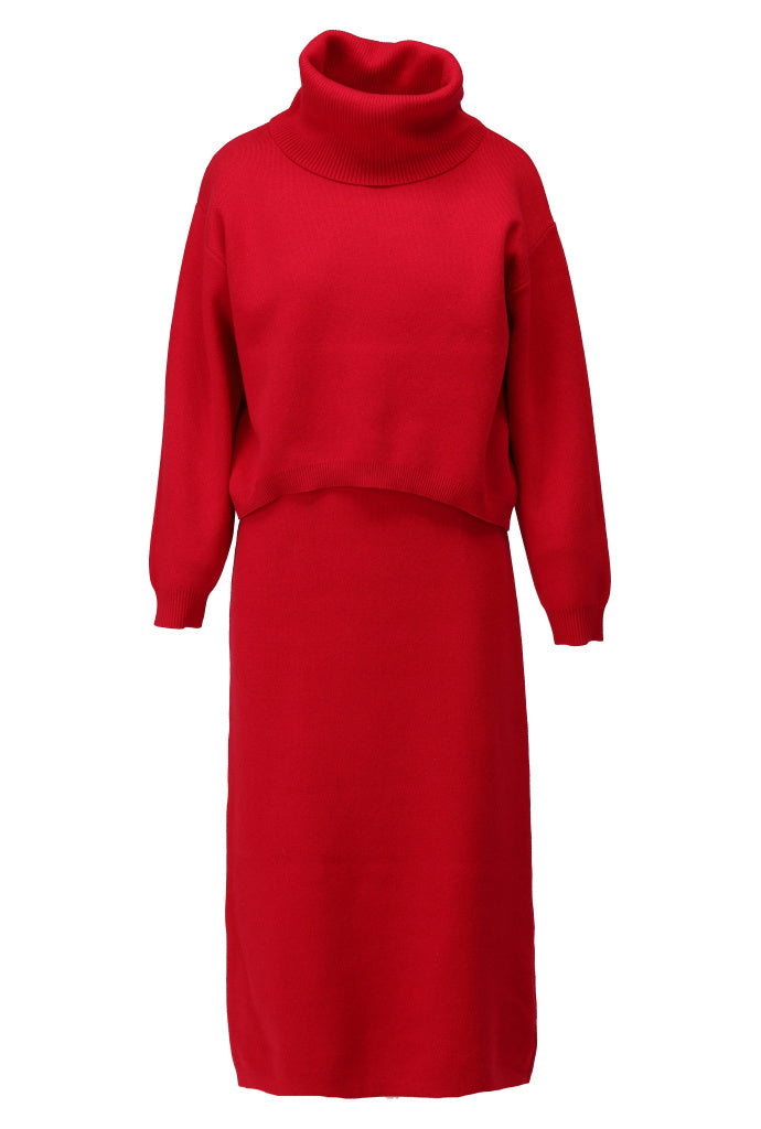 K-Design - Gebreide set met jurk & pull (B872)