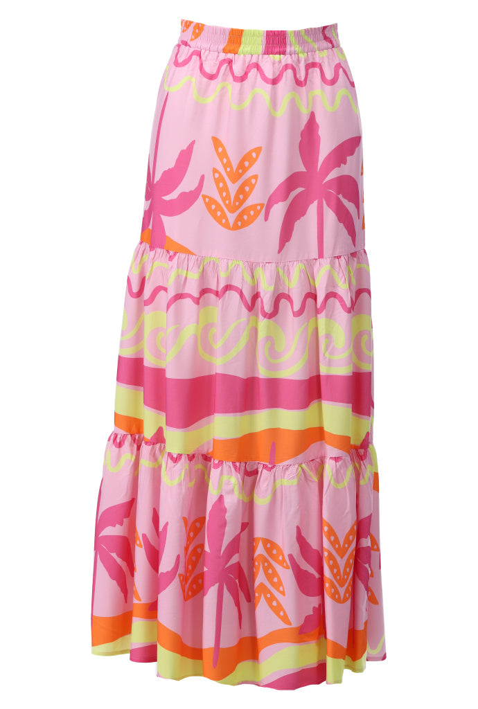 K-design - Rok met print en volants (C160)